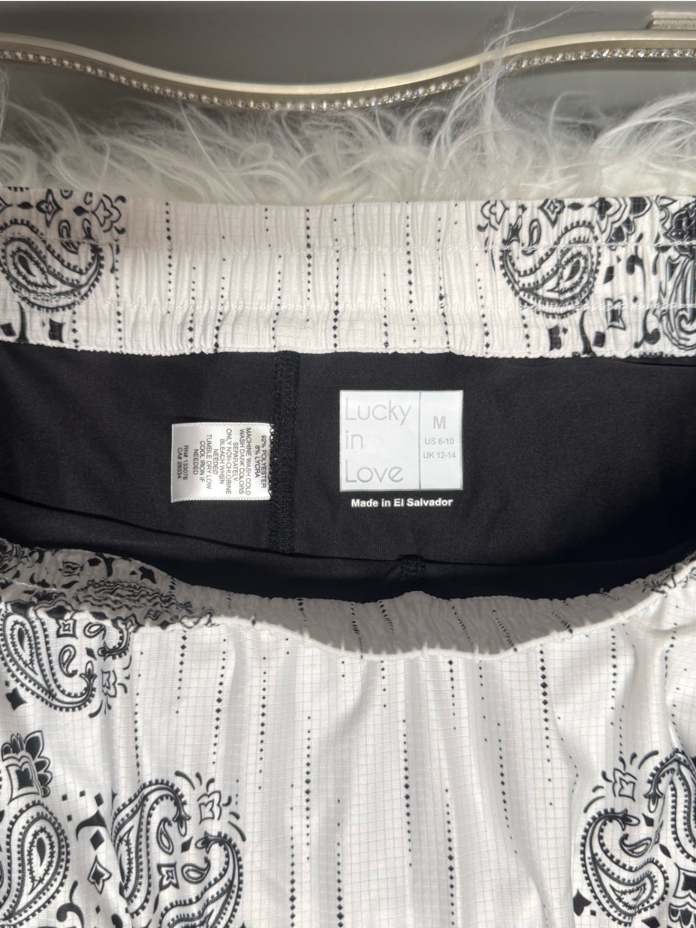 Lucky in Love Black and White Paisley Skirt with Ruffle Hem - Picture 2 of 4